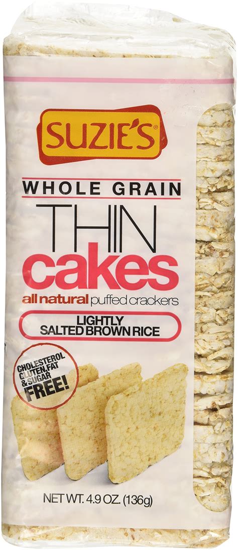 Suzies Thin Cakes Whole Grain Puffed Crackers Lightly Salted Brown Rice Flavor 49oz Bag