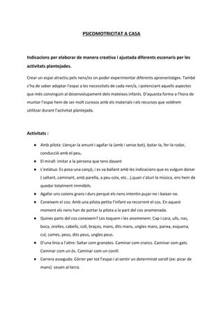 Psicomotricitat A Educaci Infantil Pdf