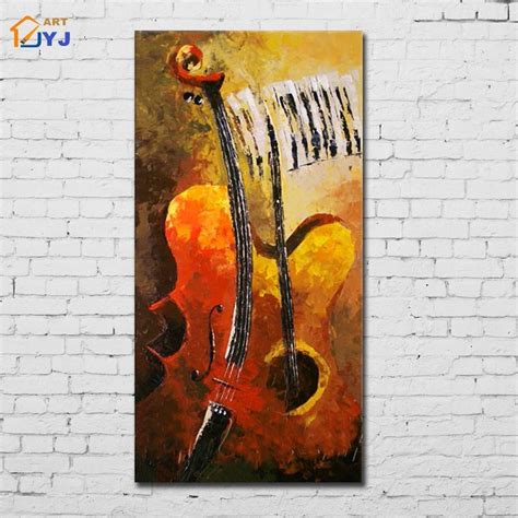 Guitar Music Subject Canvas Wall Art Hand Painted Modern Abstract Oil