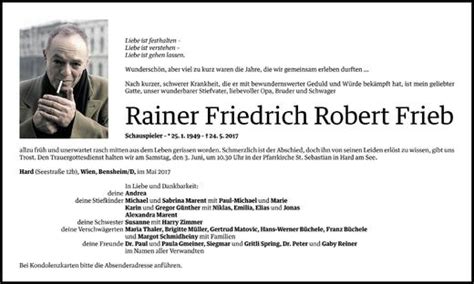 Todesanzeigen Von Rainer Frieb Todesanzeigen Vorarlberger Nachrichten