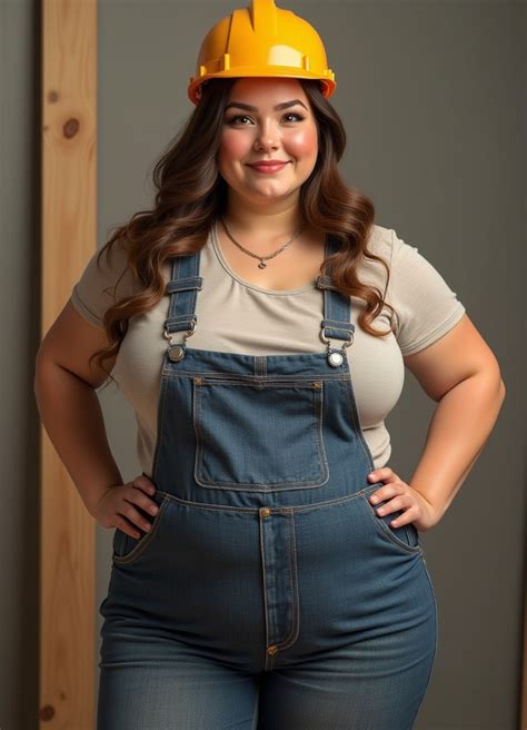 A K Hyper Realistic Version Of A Chubby Fatty Brunette Female With A Pot Belly Builder And