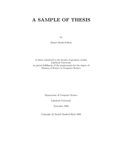 Sample thesis