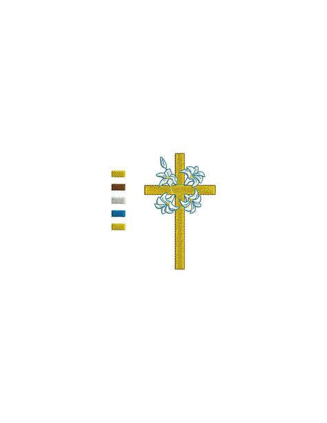 Cross with lilies Embroidery design