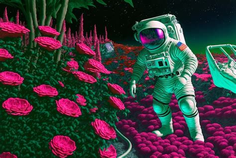 Premium Ai Image Generative Ai Astronaut Exploring Leafy New Planet