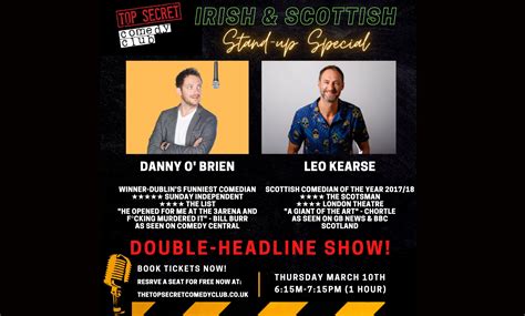 Irish And Scottish Stand Up Top Secret Comedy Club Covent Garden