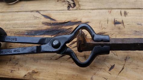 Railroad Spike Forge Tongs Tools Reins W Ball End V Bit Jaw