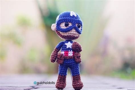 Captain America Crochet Pattern (Doll, Head Pencil, Keychain, Photo Tutorial) – Guichai Dolls