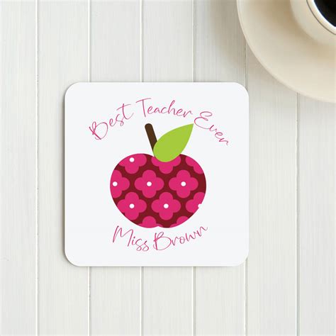 Personalised Best Teacher Ever Apple Coaster Gift By Andrea Fays