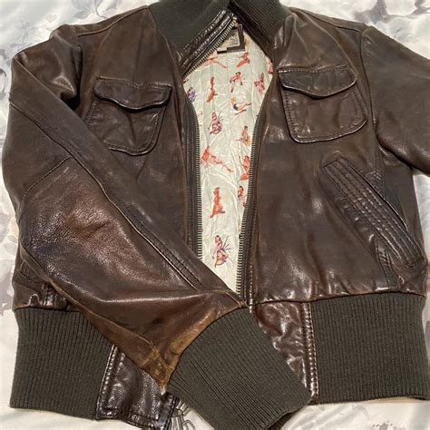 ~brown Vintage Miss Top Gun Women’s Leather Depop