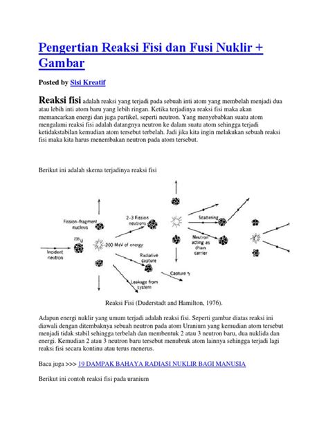 Pengertian Reaksi Fisi Dan Fusi Nuklir Pdf