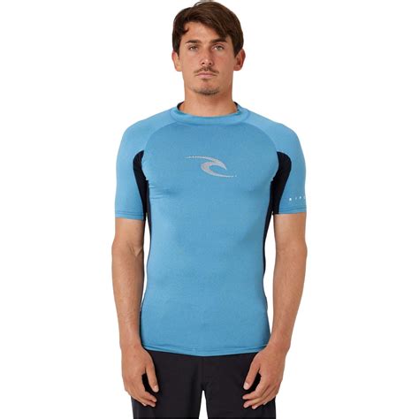 2022 Rip Curl Mens Waves Short Sleeve Rash Vest Wlu3bm Blue Marle