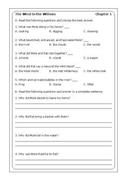 Kenneth Grahame The Wind In The Willows Worksheets By Peter D Tpt