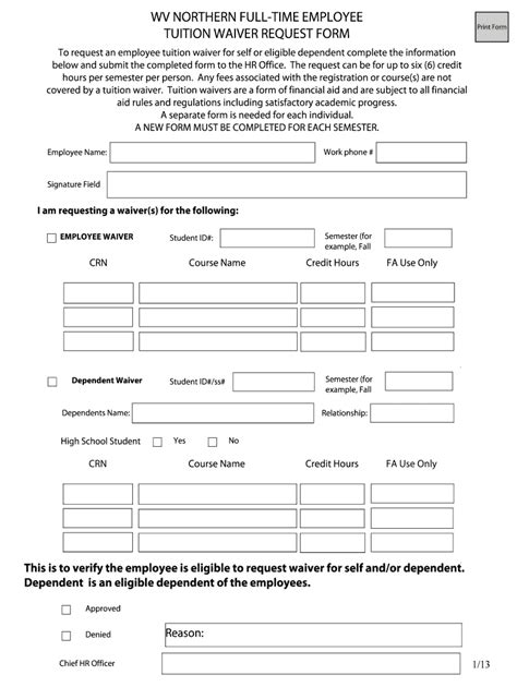 Fillable Online Wvncc Wvncc Full Time Employee Tuition Bwaiverb Form