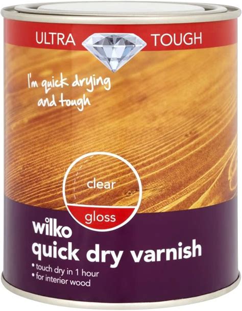 Wilko Clear Ultra Tough Quick Dry Gloss Varnish Touch Dry In 1 Hour