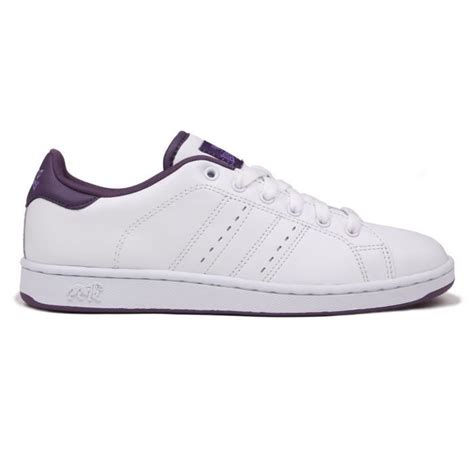 Lonsdale Leyton Baskets En Cuir Sport Mode Femmes Blanc Violet