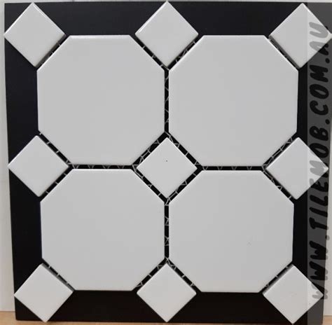 White Matt Oct White Gloss Dot Octagonal Mosaic 97x97mm The Tile Mob