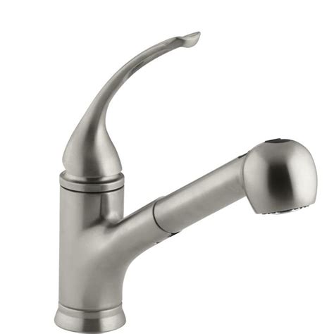 Kohler Coralais Vibrant Brushed Nickel 1 Handle Deck Mount Pull Out Kitchen Faucet At