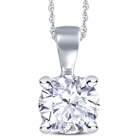 Ct White Gold Claw Set Ct Diamond Pendant Necklace Tb