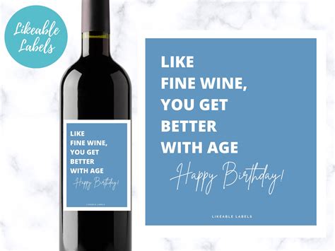 Like Fine Wine You Get Better With Age Wine Label Birthday Etsy