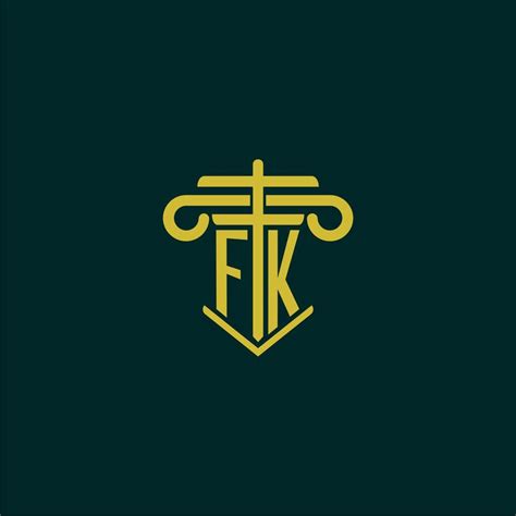 Fk Initial Monogram Logo Design For Law Firm With Pillar Vector Image