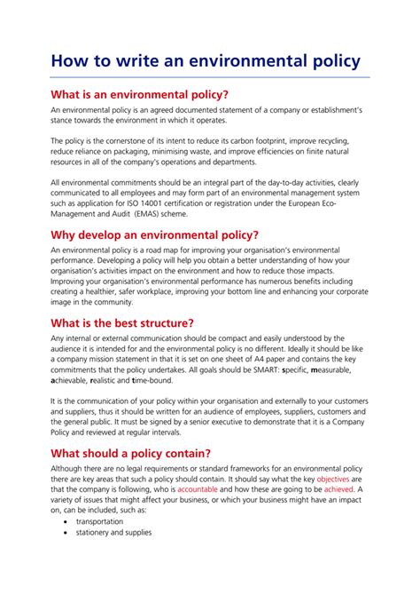 How To Write An Environmental Policy What Is An Environmental Policy