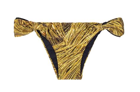 Goldgemusterte Bikinislip Mit Stoffringen Calcinha Cortinao Reluzente Bikini BRASIL Shop