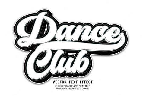 Premium Vector | Dance Club Editable Text Effect Vector Template With Cute Background 3d Style