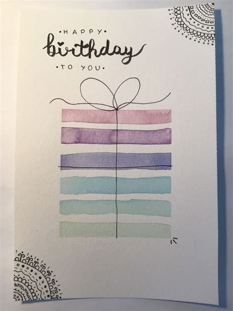 Birthday Card Aquarelle Present Karten Selbst Gestalten Geburtstag