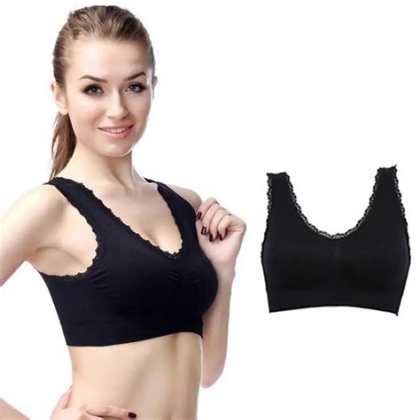 Women Sports Bra Seamless Spandex Workout Bra Fitness Yoga Lace Wire Free Solid Padded Fitness