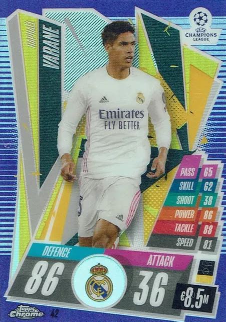 Topps Match Attax Cromo Cl N M Rafael Varane Purple Refractor