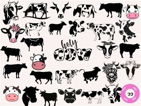 Cow Svg Cute Cow Svg Silhouette Cow Head Svg, Farm Svg | cowsvg.com