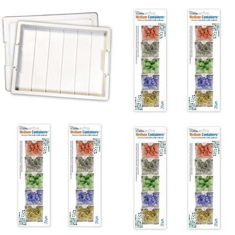 Elizabeth Ward Bead Storage 2 Piece Organizer w/ 5 Piece Containers (6 ...