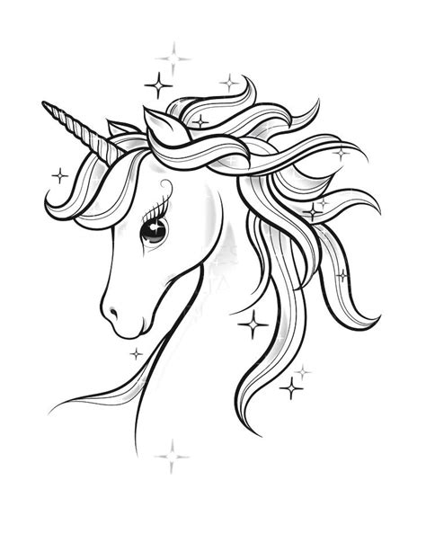 Dibujo De Unicornio En Blanco Y Negro Pinta Carita Unicornio