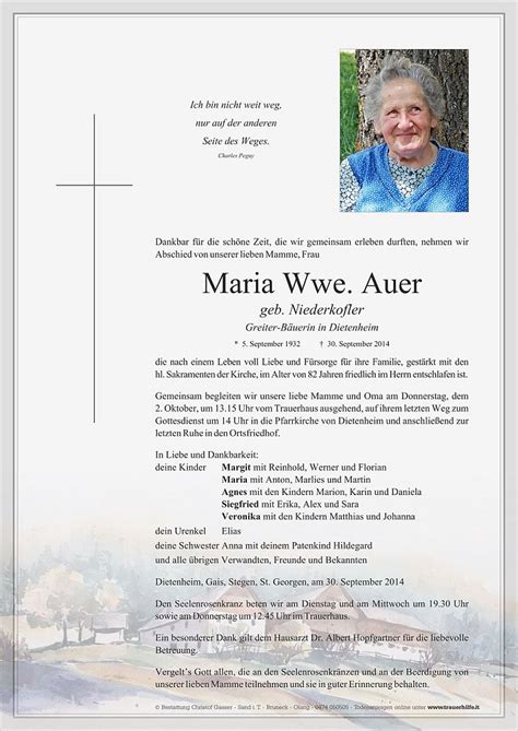 Maria Wwe Auer Aus Bruneck Trauerhilfe It Das S Dtiroler Gedenkportal