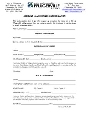 Fillable Online Account Name Change Authorization Fax Email Print