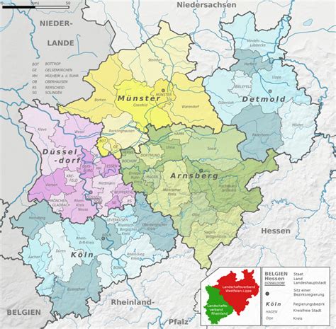 Mapa político físico de Renania del Norte Westfalia 2009 Tamaño completo