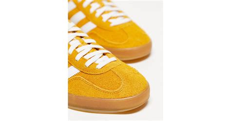 Adidas Originals Gum Sole Gazelle Indoor Sneakers In Yellow Lyst Uk