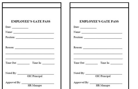 Sample Employee S Gate Pass Pdf