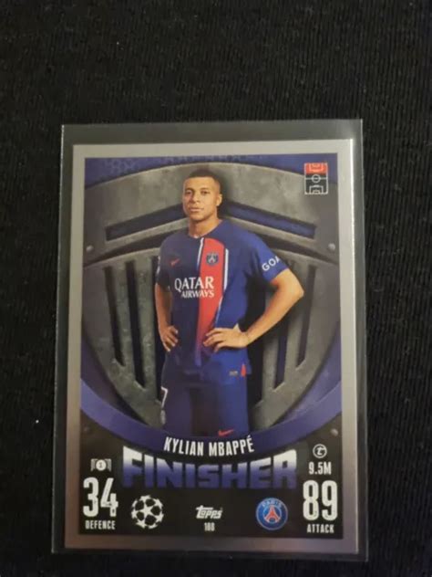 CARTE TOPPS MATCH Attax 2023 2024 Kylian Mbappe 188 Finisher Foil