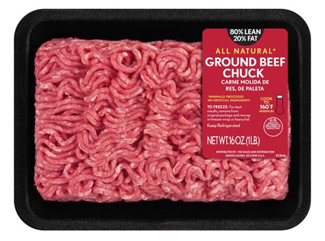 All Natural Lean Fat Ground Beef Chuck Lb Tray Walmart