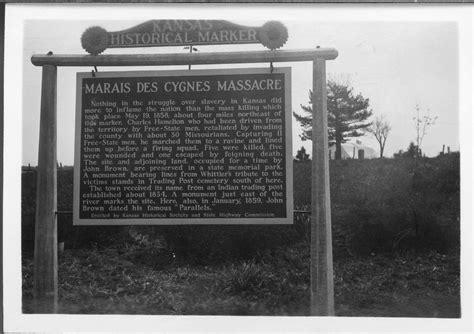 Marais Des Cygnes Massacre Historical Marker At The Cemetery Linn