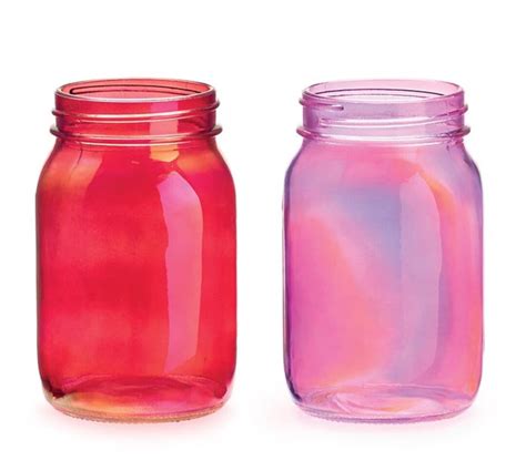 Iridescent Mason Jars Translucent 2 Colors To Choose Pint Size Red Or