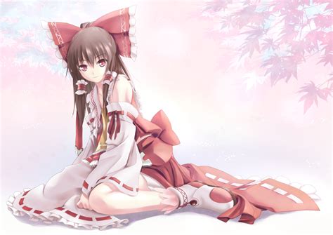 Bow Brown Hair Hakurei Reimu Japanese Clothes Miko Red Eyes Sudakei