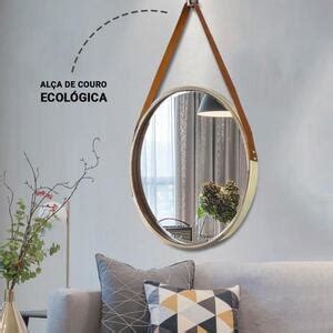 Espelho Adnet Decorativo Dourado Alça Caramelo 45cm Leroy Merlin