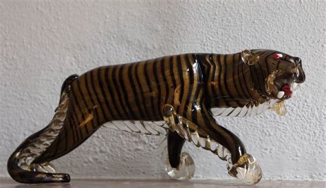 Rare Large Italian Murano Art Glass Tiger Sculpture For Sale At 1stdibs Murano Glass Tiger