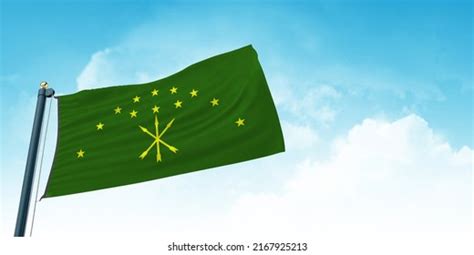 Circassian Flag Waving On Isolated Sky Stock Photo 2167925213 | Shutterstock