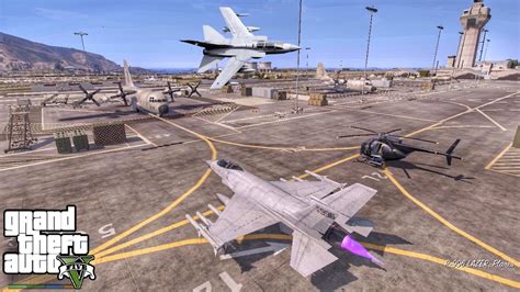 Gta Stealing Secret Fighter Jet From Military Base Gta Gameplay