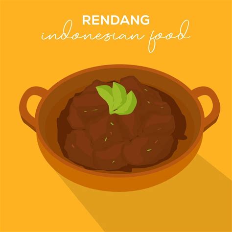 Premium Vector Flat Design Indonesian Food Rendang Illustration