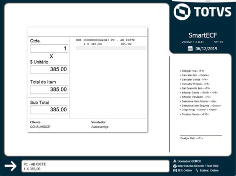 Ga Totvs Varejo Homecenter Linha Gemco Smartecf Como Efetuar