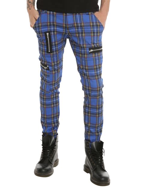 Royal Bones Blue Plaid Skinny Jeans Hot Topic Plaid Jeans Mens Plaid Pants Alternative